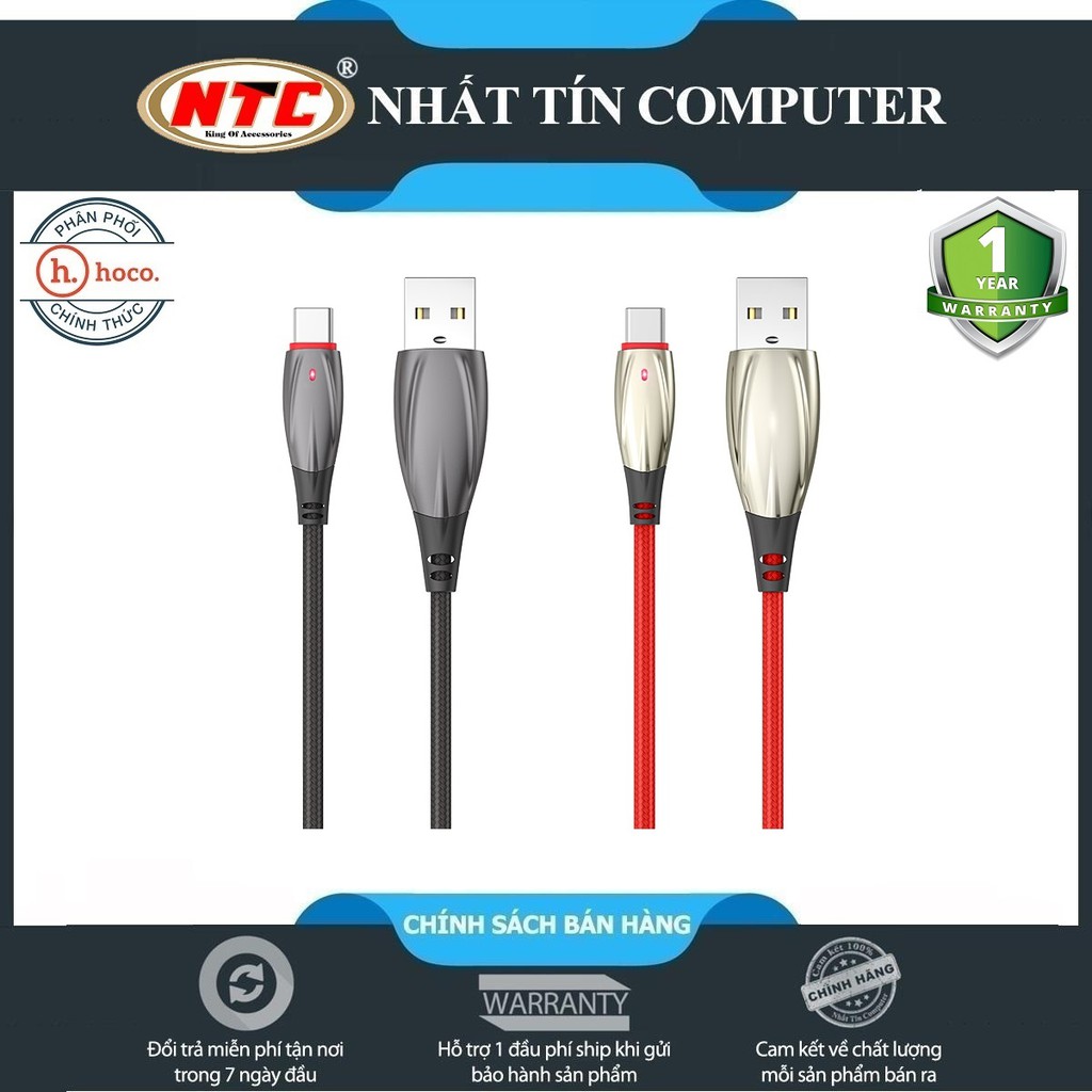 Cáp và truyền dữ liệu Hoco U71 Star cổng Type-C QC3.0, max 3A, dài 1.2M, có đèn báo sạc