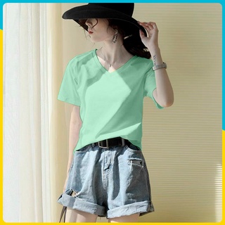 Áo phông nữ cổ tim chất cotton