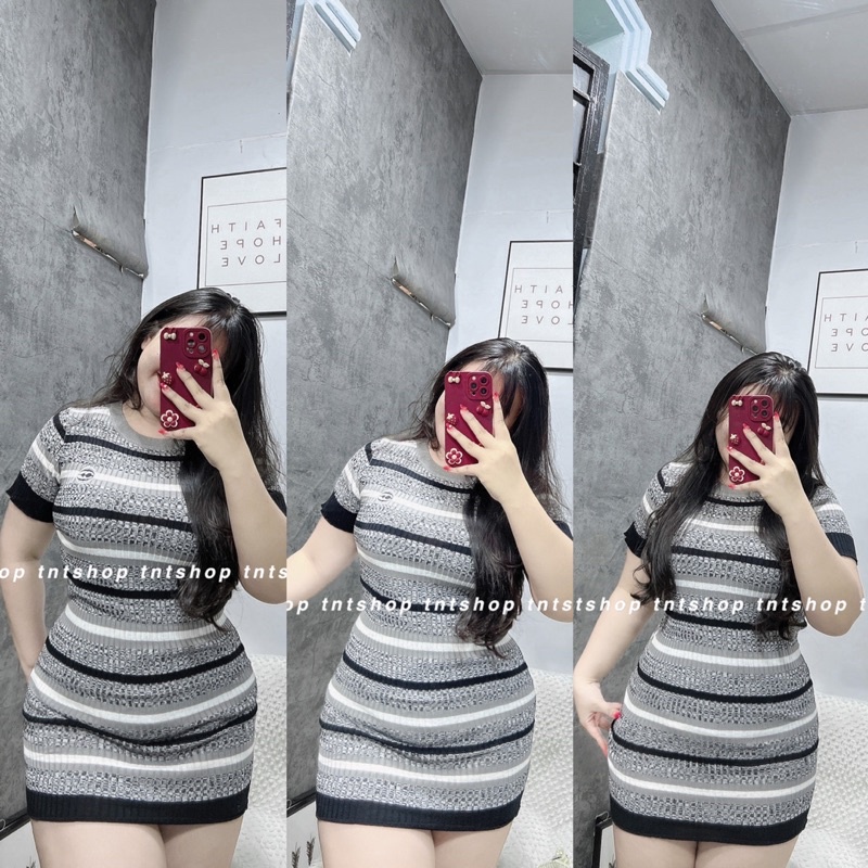 ĐẦM LEN CỔ TRÒN PHỐI SỌC [TNT SHOP BIGSIZE 60KG 90KG]