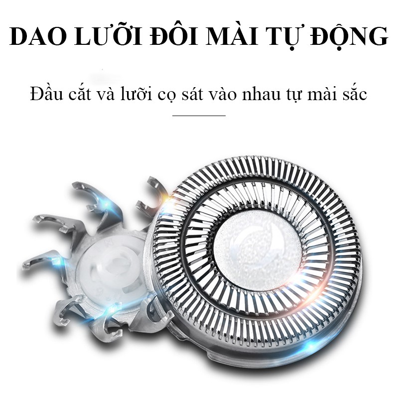 Máy cắt tóc, cạo râu nam tích hợp tỉa lông mũi, tông đơ cạo râu mini có sạc, Đèn led xanh, trắng