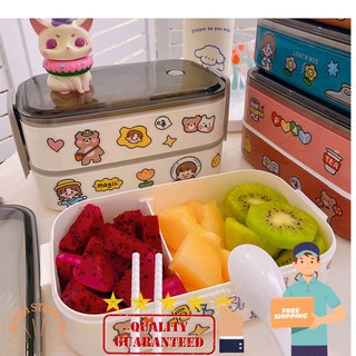 Hộp Đựng Cơm Hình Cute - Hộp Đựng Cơm Trưa Văn Phòng  (Tặng Kèm Đũa Và Thìa)