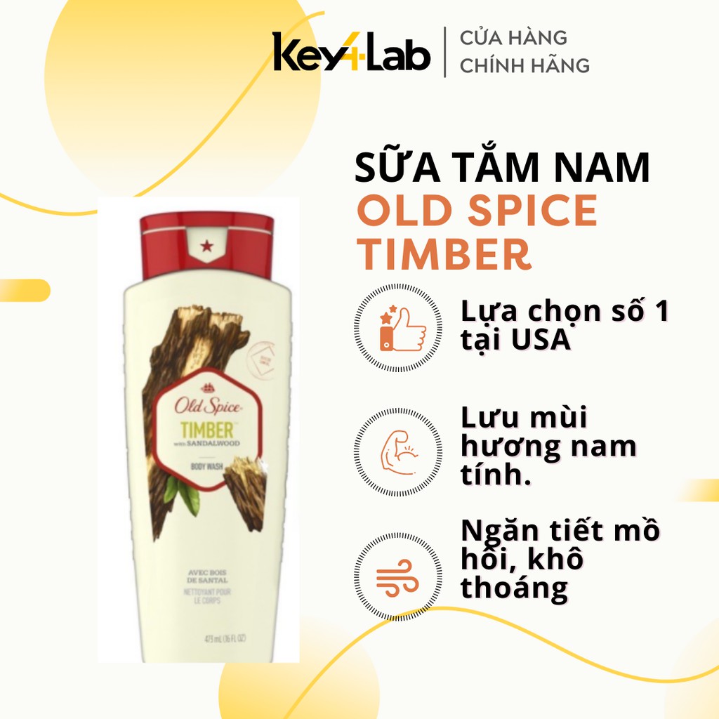 Sữa Tắm Old Spice Timber With Sandalwood 473ml - Chính hãng Mỹ Key4