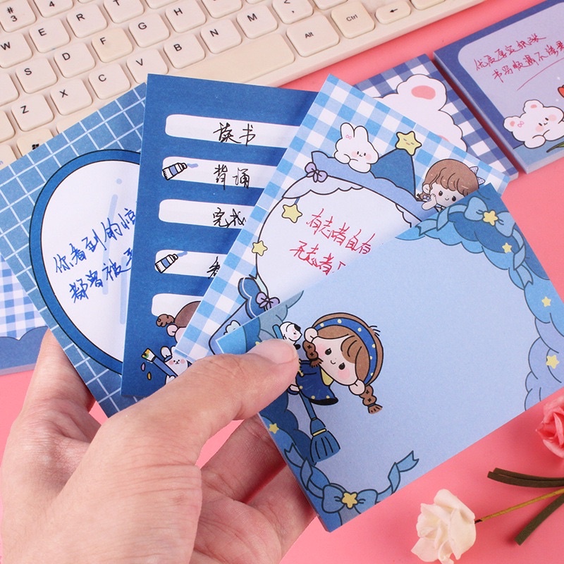 Set 50 tờ giấy ghi chú màu xanh dễ thương