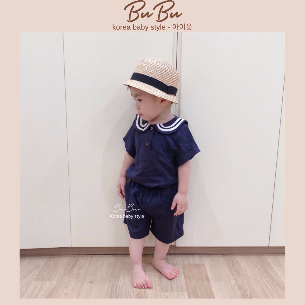 Set Đồ Thuỷ Thủ Tím Than Thời Trang Cho Bé Trai - Chất Linen Xước Mềm ❤️ Hàng Thiết Kế BuBu
