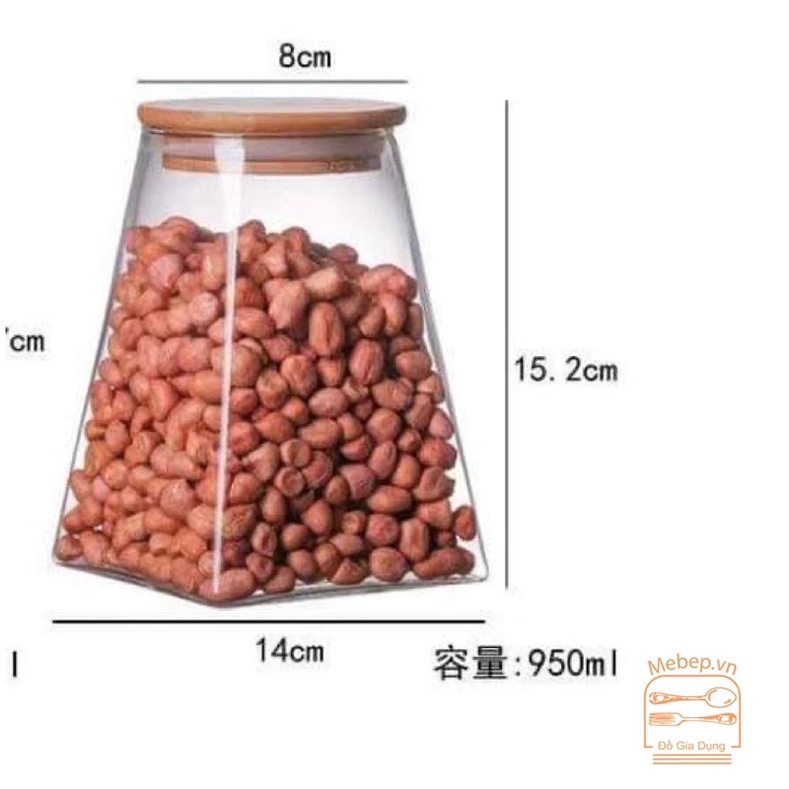 Hũ thủy tinh nắp gỗ, hũ thủy tinh decor, lọ thủy tinh nắp gỗ tron