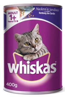 Pate vị cá biển/cá thu whiskas cho mèo (lon 400gr)