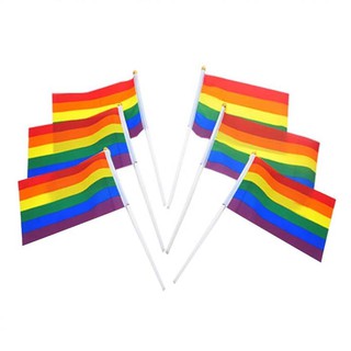 CỜ LGBT Lục Sắc CẦM TAY 5 CÁI (19*14 CM)