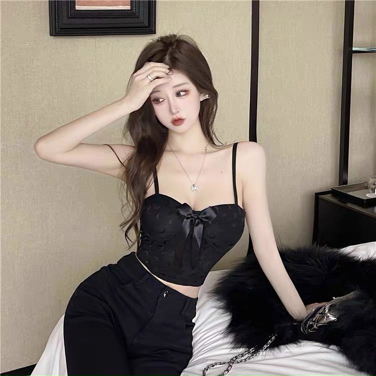 Áo bra 2 dây  đính nơ  hàn quốc   thời trang nữ cá tính