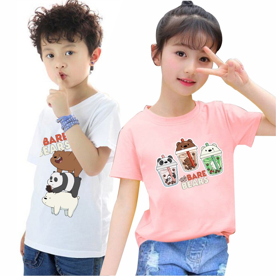 ÁO THUN  WE ARE BEAR GẤU TRẮNG HỒNG PHÔNG NAM NỮ GIA ĐÌNH CẶP ĐÔI CÓ SIZE TRẺ EM CHO BÉ TRAI GÁI AOMIVN