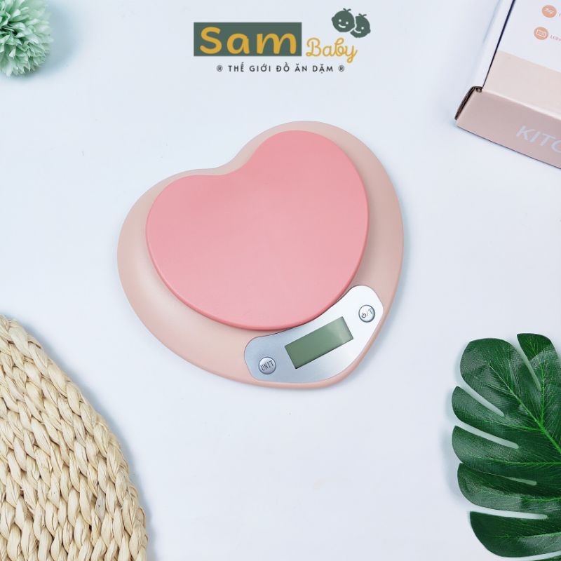 Cân điện tử mini hình trái tim đa năng kèm hộp sammbaby