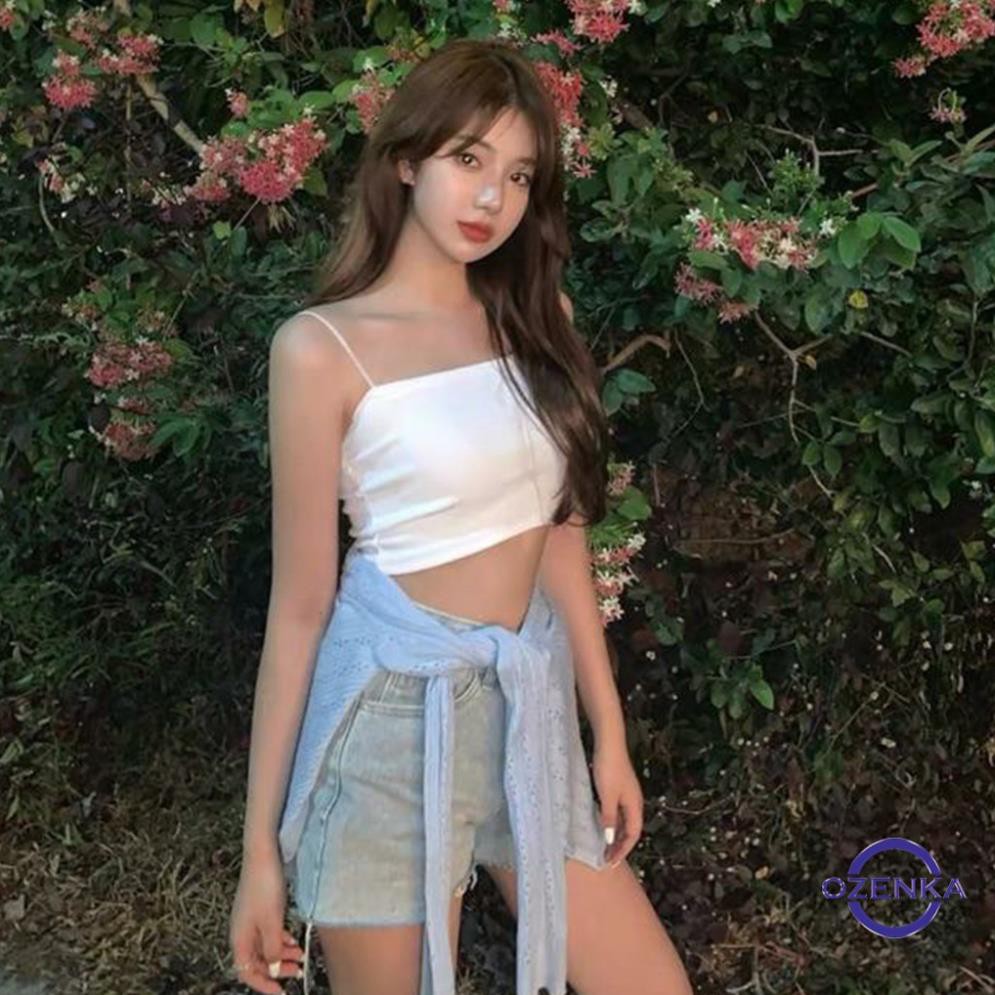 Áo 2 dây sợi bún thun gân đẹp 100% cotton đen trắng , áo croptop ôm mặc trong siêu mát DA099  ྇