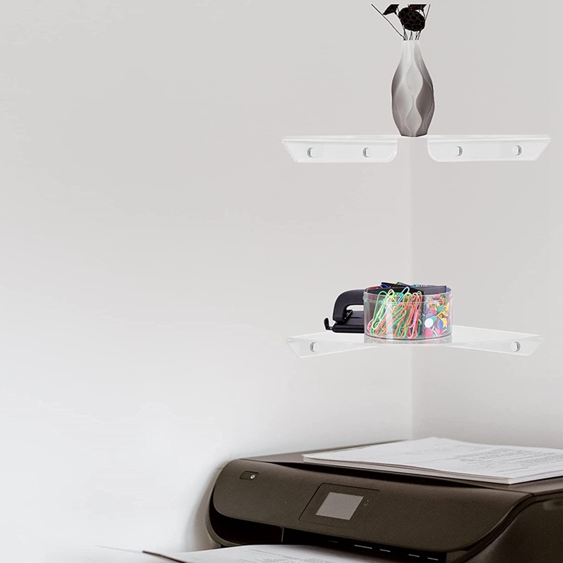 Set 2 Giá Đỡ Acrylic Trong Suốt Gắn Góc Tường Trưng Bày Loa Sắp Xếp Gọn Gàng Cho Nhà Bếp Phòng Ngủ