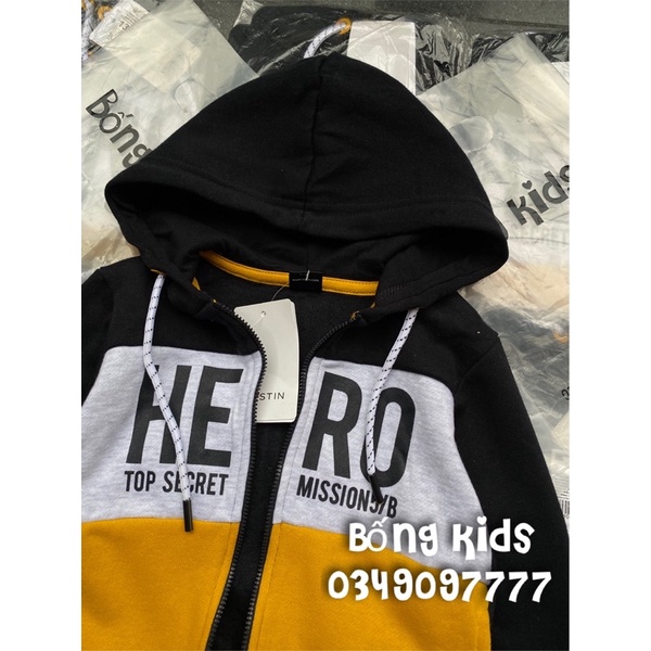 Áo Khoác Nỉ Hoodie Bé Trai Hero Phối Màu Ostin