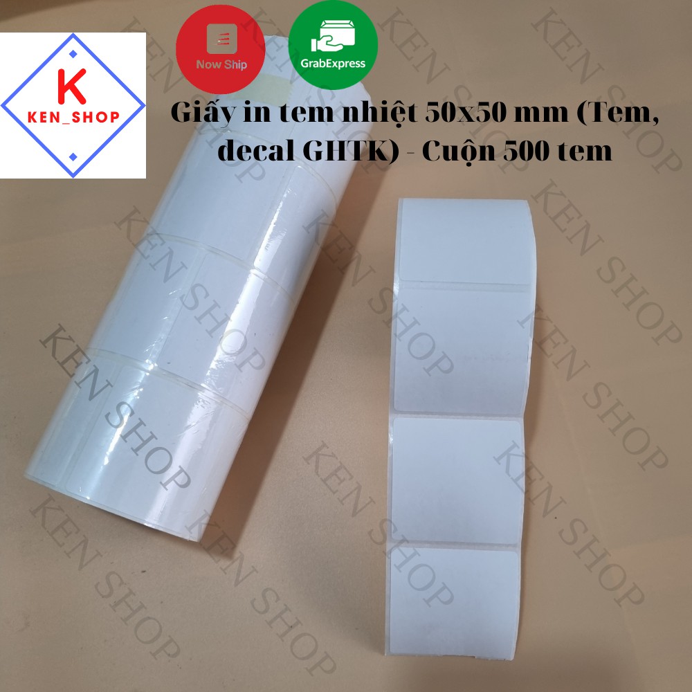 Giấy in tem nhiệt 50x50 mm  - Cuộn 500 tem