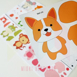 10 miếng dán, rập, khuôn (sticker) làm móc khóa, hoa tai vải nỉ