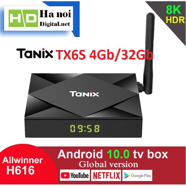 Android TV Box Tanix TX6S Ram 4Gb Rom 32Gb, Android 10 Hàng Chính Hãng