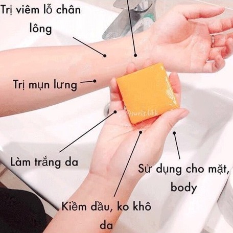 Xà Phòng Cam Nghệ Thái Lan Trắng Da Giảm Mụn Thâm - Mụn Lưng - Viêm Lỗ Chân Lông - Xà Bông Nghệ Cam Thái Lan Kiếm Dầu