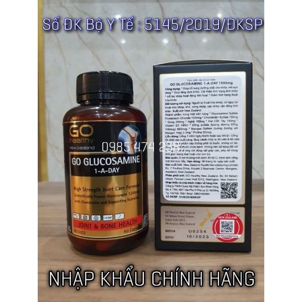 ( Có Bảo Hành Chính Hãng) Viên uống bổ xương khớp GO Glucosamine 1-A-Day 1500mg ( Hộp 60 viên)