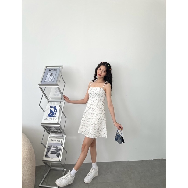 Đầm hai dây nữ hoạ tiết hoa nhí summer