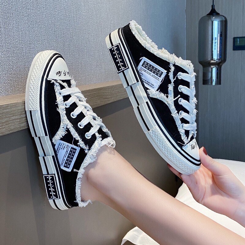 [Mã WAMT2405 giảm 10K đơn 0K] xVESSEL Giày Sục Nữ Thể Thao style rách đế cao 3,5-4cm | BigBuy360 - bigbuy360.vn