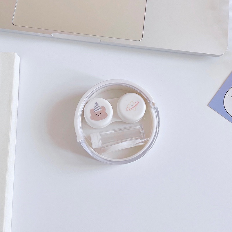 Khay Gương Tròn Trắng Mẫu Mới - Case Đựng Lens