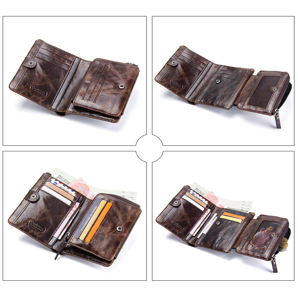 Ví Da Thật CONTACT’S Dạng Ngắn Thời Trang Lịch Lãm Dành Cho Nam