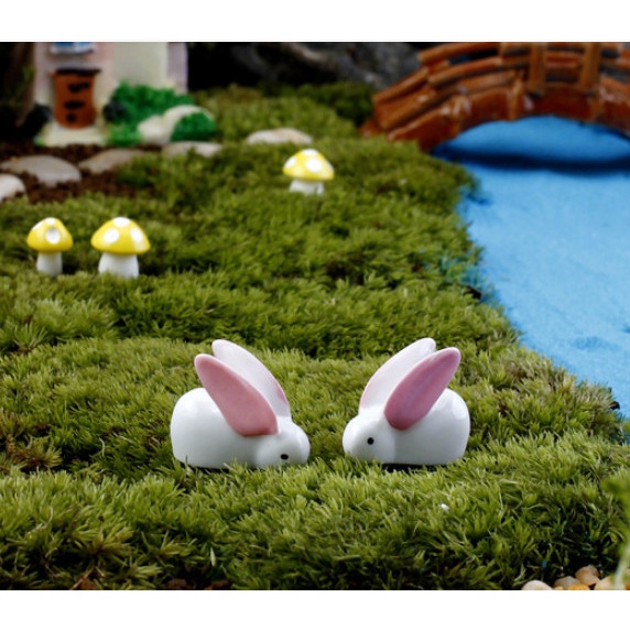 Phụ kiện trang trí tiểu cảnh terrarium thỏ tai hồng mini decor chậu cây, sen đá