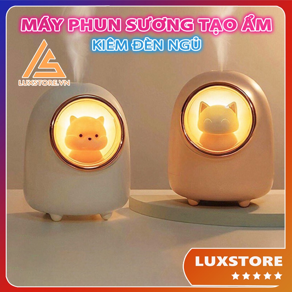 MÁY PHUN SƯƠNG TẠO ẨM KIÊM ĐÈN NGỦ ĐỂ BÀN TRANG TRÍ DECOR HÌNH THÚ LỒNG KÍNH SIÊU CUTE - LUXSTORE