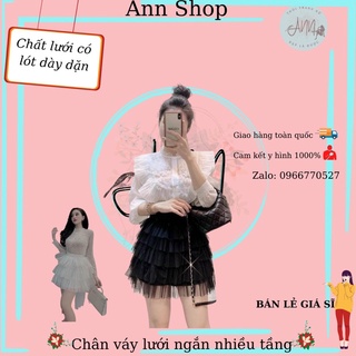 Chân váy lưới ngắn nhiều tầng siêu dễ thương, lưng bản thun co giãn dễ phối đồ