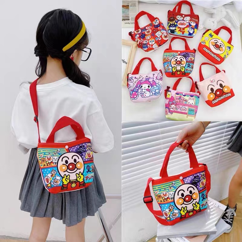 Túi Canvas Đeo Chéo In Họa Tiết Hoạt Hình Dễ Thương Cho Bé Gái