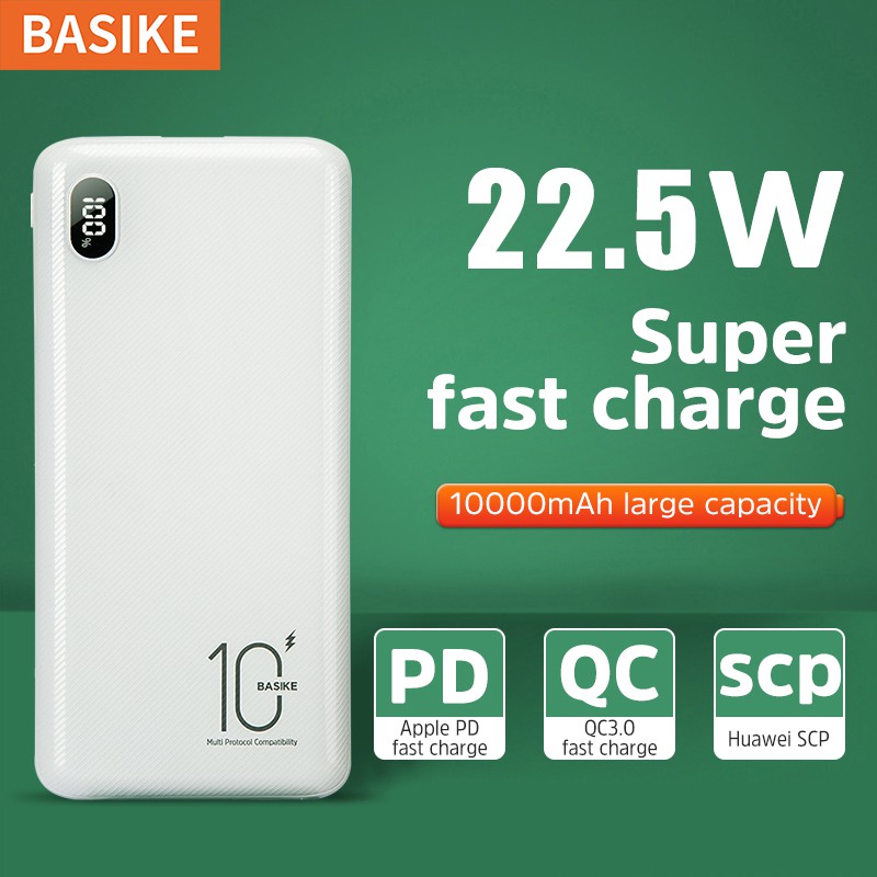 Sạc Dự Phòng BASIKE 10000mah 22.5W Có Màn Hình LED Chất Lượng Cao