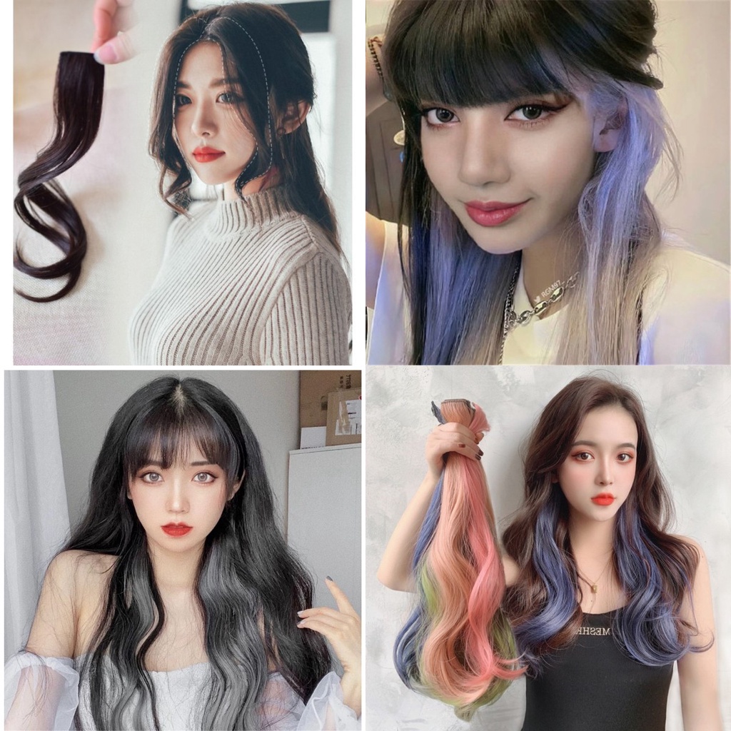 tóc giả nhuộm 1 Kẹp Tóc Mái Giả Màu Vàng Đồng Thời Trang Dành Cho Nữ