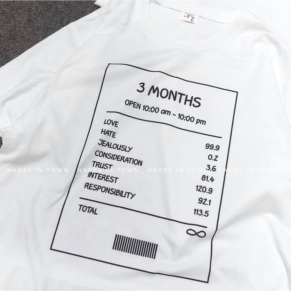 áo 3 MONTHS -dáng unisex rộng dưới 75kg