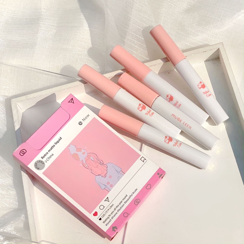 [Hàng mới về] Set Son Kem Lì MUGE LEEN Kiểu Điếu Thuốc Lá Họa Tiết Mèo Và Cô Gái Độc Đáo | BigBuy360 - bigbuy360.vn