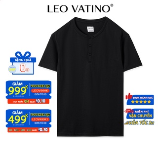 Áo thun nam cổ tròn Galvin raglan có khuy cổ vải cotton co giãn cộc tay ngắn lỡ bộ 4 màu APGV4 - Leo Vatino