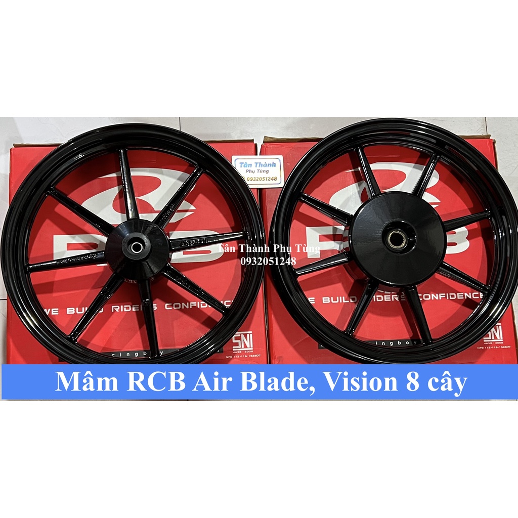 Mâm RCB Air Blade, Vision 8 cây cốt nhỏ gắn như zin- Màu đen