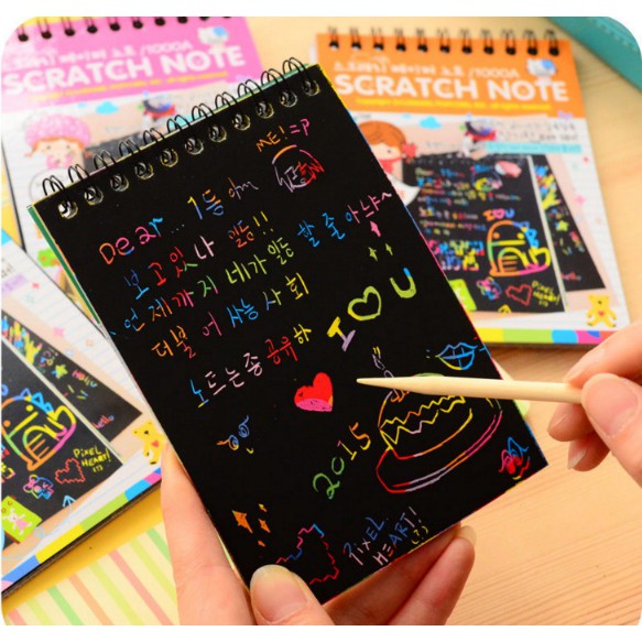 🌈🌈 Sổ cào cầu vòng Scratch Note khổ A6 - Sổ Than Ma Thuật