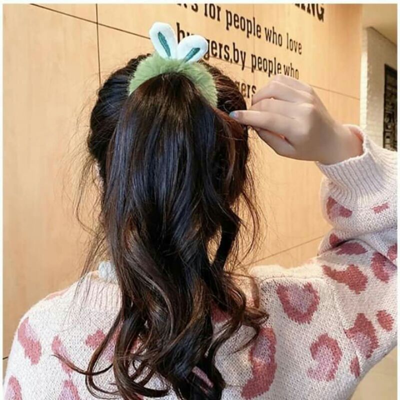 Dây buộc tóc tai thỏ thời trang cho giới trẻ nhiều màu cực cute dễ thương