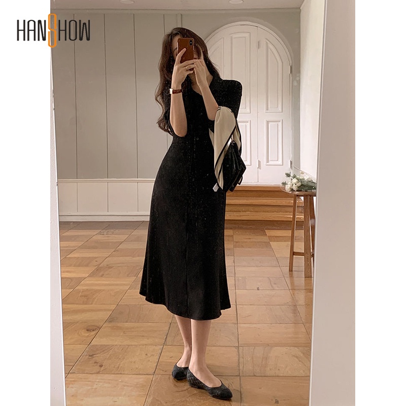 Đầm sơ mi dài tay thắt eo thiết kế thời trang thanh lịch cho nữ