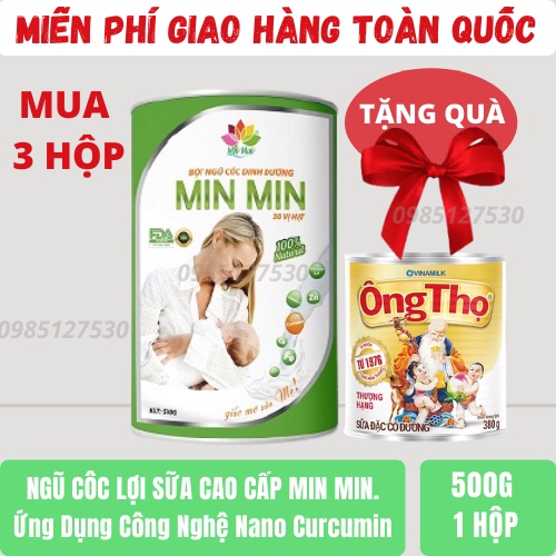 Ngũ Cốc Lợi Sữa Cao Cấp MinMin 30 Vị Hạt Công Nghệ Nano Curcumin Chính Hãng (Hộp 500gam)