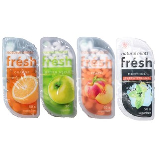KẸO NGẬM BẠC HÀ FRESH NATURAL MINTS CAM/ ĐÀO/ TÁO/ MENTHOL 7G