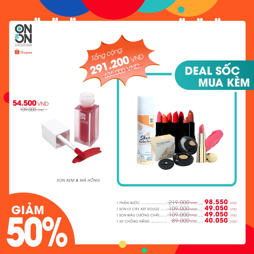 [ Có Kèm Deal Sốc ] Son Kem & Má Hồng Dạng Tint City Flower Lip LacQuer On&On Cao Cấp Tích Hợp Tiện Lợi | BigBuy360 - bigbuy360.vn