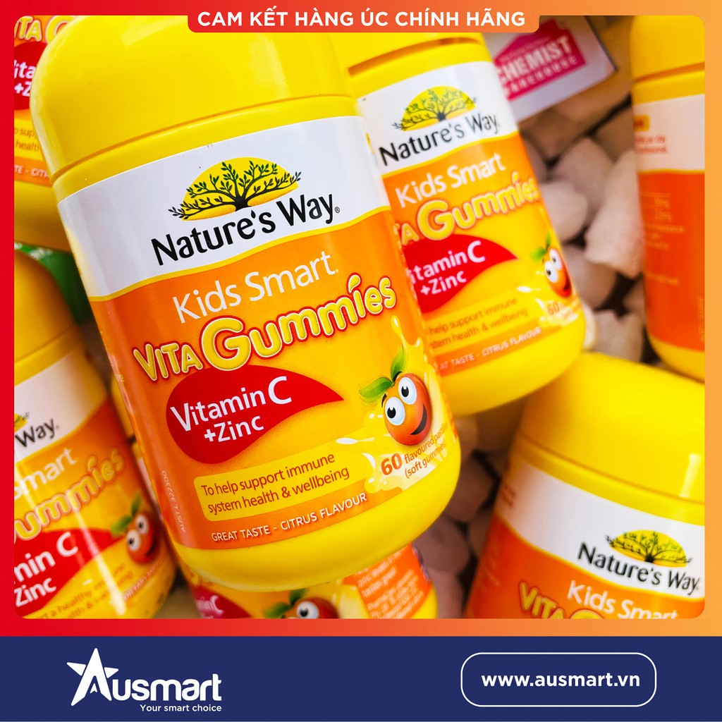 Kẹo vitamin C & Kẽm cho bé Nature's Way Kids Smart Vita Gummies Vitamin C + Zinc 60 viên