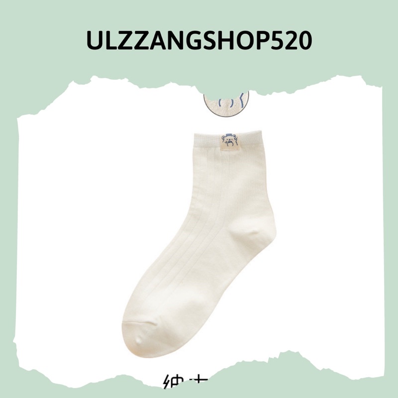 T03 Tất gấu màu trắng cao cổ hình gấu dễ thương Ulzzangshop520