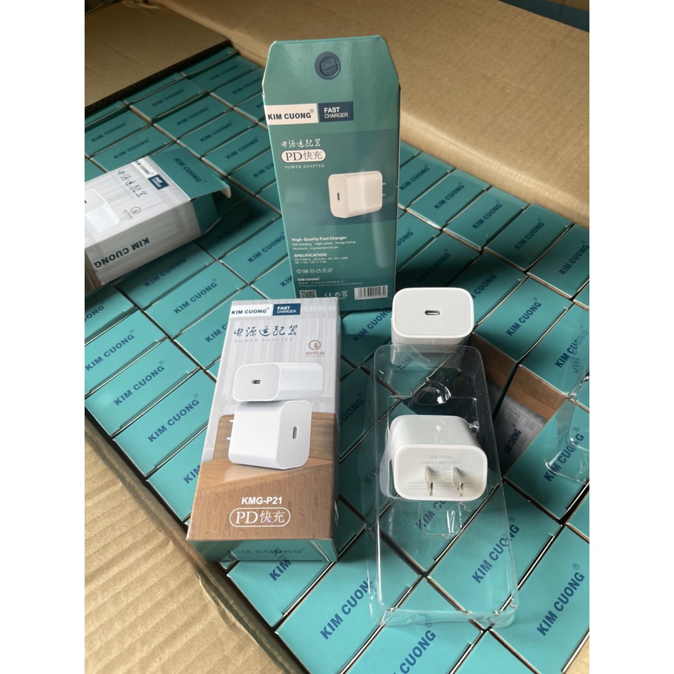 Củ sạc nhanh Promax kim cương p21 18W chân dẹp, cóc xạc PD chân dây cáp Type-c