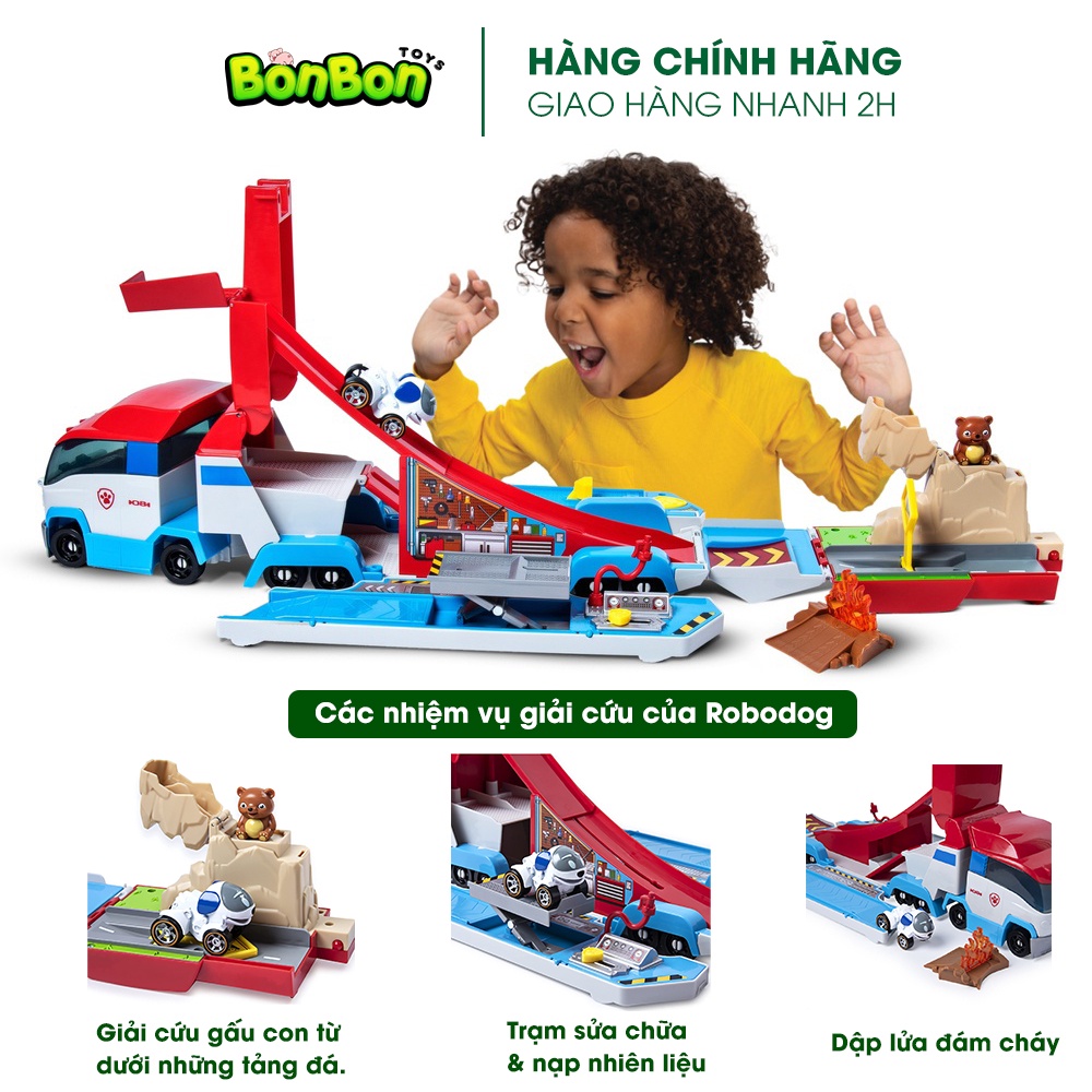 Đồ chơi nhà xe chở chó cứu hộ Paw Patrol True Metal, xe biến hình chất liệu nhựa cao cấp