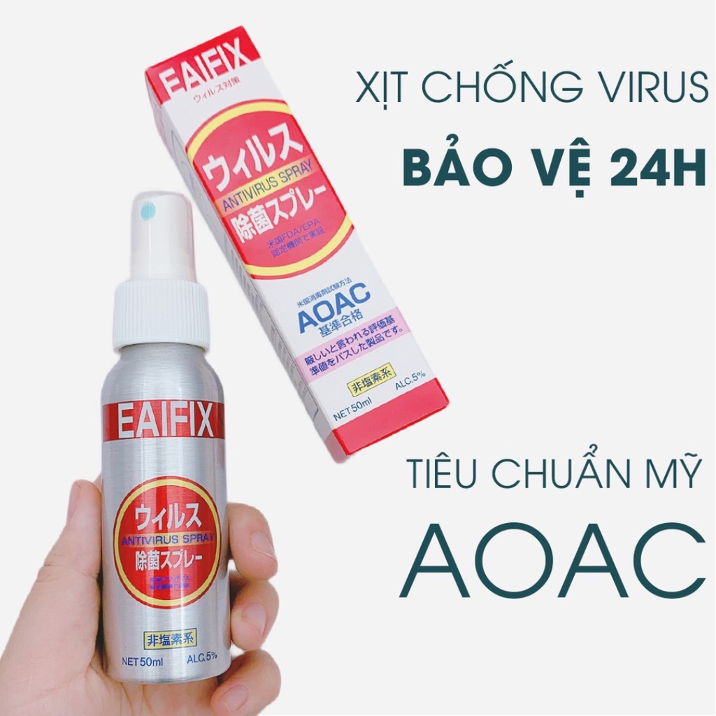 [Chính hãng] Xịt kháng khuẩn EAIFIX Nhật Bản 50ml (date 4/12/2023)