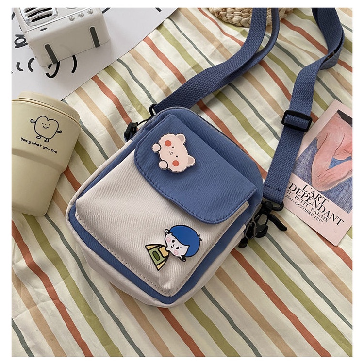 Túi Đeo Vai Bằng Vải Canvas Thiết Kế Nhỏ Gọn Dễ Phối Đồ