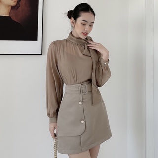  [BBSTORE'S] Áo Cột Nơ Cổ Chân Váy Thắt Eo -K793