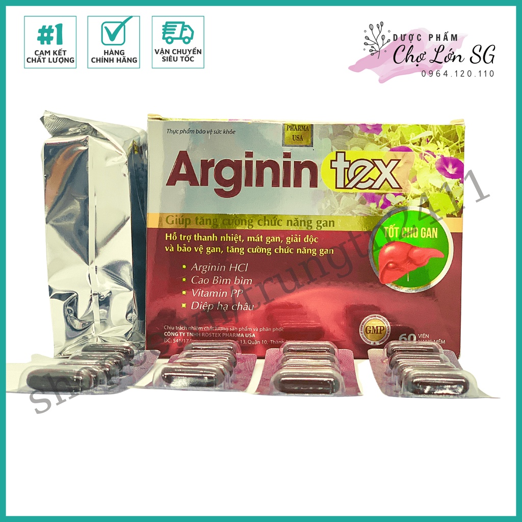 Viên uống mát gan ARGININ TEX giảm tổn thương gan do bia rượu  - Hộp 60 viên